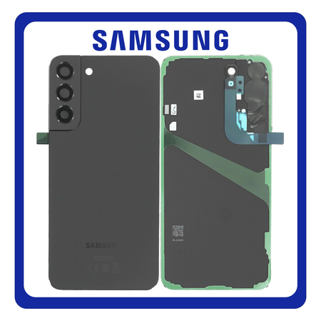 Γνήσια Original Samsung Galaxy S22 Plus 5G , S22+ 5G (SM-S906B, SM-S906B/DS) Rear Back Battery Cover Πίσω Καπάκι Πλάτη Μπαταρίας + Camera Lens Τζαμάκι Κάμερας Phantom Black Μαύρο GH82-27444A (Service Pack By Samsung)