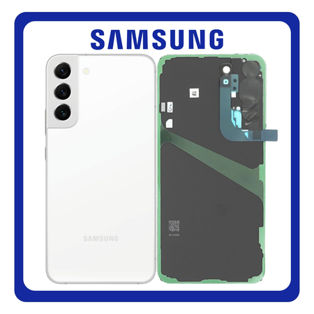 Γνήσια Original Samsung Galaxy S22 Plus 5G , S22+ 5G (SM-S906B, SM-S906B/DS) Rear Back Battery Cover Πίσω Καπάκι Πλάτη Μπαταρίας + Camera Lens Τζαμάκι Κάμερας Phantom White Άσπρο GH82-27444B (Service Pack By Samsung)