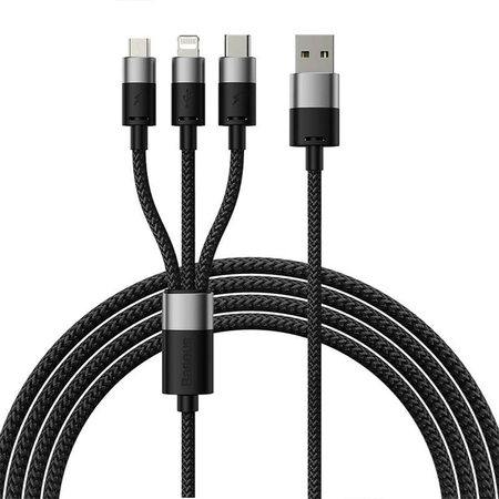 Charging Cable Baseus Starspeed, 3in1, Micro Usb, Lightning, Type-c, 1.2m, Black - 40491