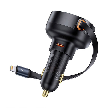 Car Socket Charger Baseus Enjoyment Pro, 55w, With Lightning Cable, Black - 40495