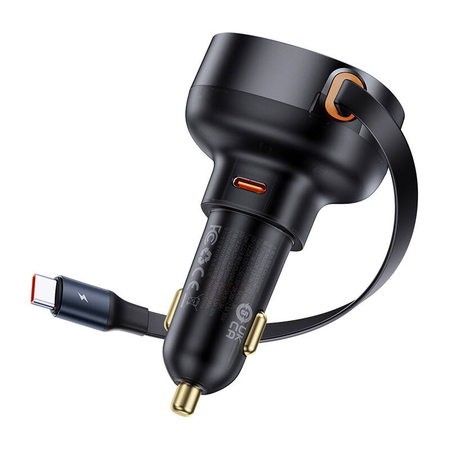 Car Socket Charger Baseus Enjoyment Pro, 60w, With Type-c Cable, Black - 40496