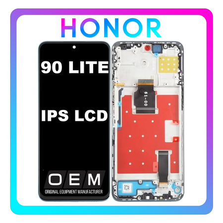 HQ OEM Συμβατό Με Honor 90 Lite (CRT-NX1), IPS LCD Display Screen Assembly Οθόνη + Touch Screen Digitizer Μηχανισμός Αφής + Frame Bezel Πλαίσιο Σασί Blue Μπλε (Premium A+)