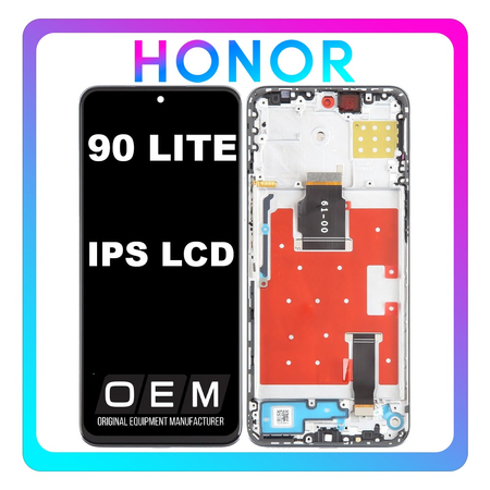 HQ OEM Συμβατό Με Honor 90 Lite (CRT-NX1), IPS LCD Display Screen Assembly Οθόνη + Touch Screen Digitizer Μηχανισμός Αφής + Frame Bezel Πλαίσιο Σασί Silver Ασημί (Premium A+)