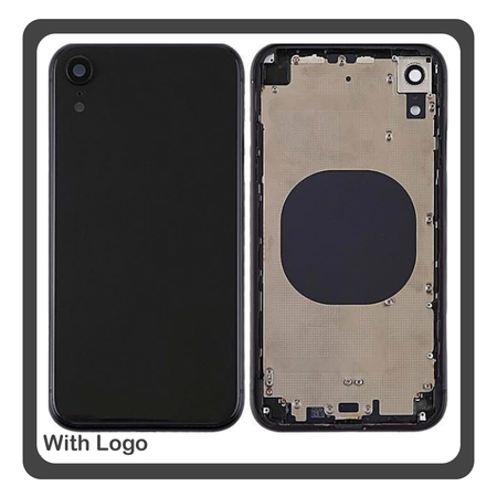 iPhone XR, iPhoneXR (A2105, A1984) Rear Back Battery Cover Middle Frame- Housing Πίσω Κάλυμμα Καπάκι Πλάτη Μπαταρίας - Σασί + Side Keys Πλαϊνά πλήκτρα  + Sim Tray Θήκη Κάρτας Graphite Black Μαύρο (Ref By Apple)