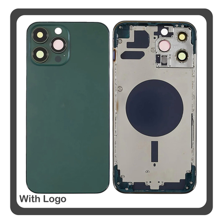 iPhone 13 Pro, iPhone 13Pro (A2638, A2483) Rear Back Battery Cover Middle Frame- Housing Πίσω Κάλυμμα Καπάκι Πλάτη Μπαταρίας - Σασί + Camera Lens Τζαμάκι Κάμερας + Side Keys Πλαϊνά πλήκτρα  + Sim Tray Θήκη Κάρτας Green Πράσινο (Ref By Apple)