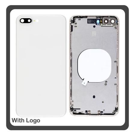 iPhone 8+, iPhone 8 Plus (A1864, A1897) Rear Back Battery Cover Middle Frame- Housing Πίσω Κάλυμμα Καπάκι Πλάτη Μπαταρίας - Σασί + Side Keys Πλαϊνά πλήκτρα  + Sim Tray Θήκη Κάρτας White Άσπρο (Ref By Apple)