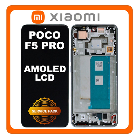 Γνήσια Original Xiaomi Poco F5 Pro 5G (23013PC75G) AMOLED LCD Display Screen Assembly Οθόνη + Touch Screen Digitizer Μηχανισμός Αφής + Frame Bezel Πλαίσιο Σασί White Άσπρο 560002M11A00 (Service Pack By Xiaomi)