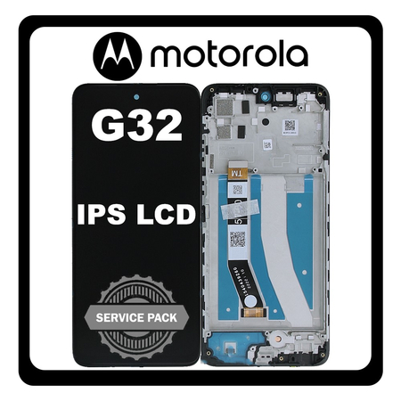 Γνήσια Original Motorola Moto G32 (XT2235-2, XT2235-3) IPS LCD Display Screen Assembly Οθόνη + Touch Screen Digitizer Μηχανισμός Αφής + Frame Bezel Πλαίσιο Σασί Black Μαύρο 5D68C21151 (Service Pack By Motorola)