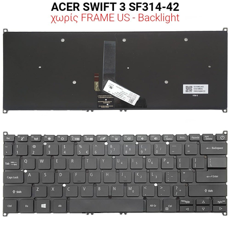 Πληκτρολόγιο Acer Swift 3 Sf314-42 no Frame us + Backlight