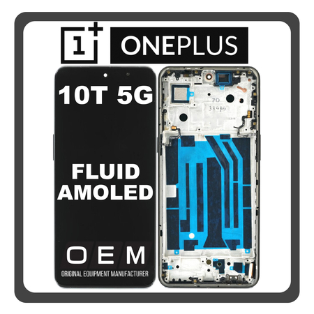 HQ OEM Συμβατό Με OnePlus 10T 5G (CPH2415, CPH2413) Fluid AMOLED LCD Display Screen Assembly Οθόνη + Touch Screen Digitizer Μηχανισμός Αφής + Frame Bezel Πλαίσιο Σασί Black Μαύρο (Premium A+)