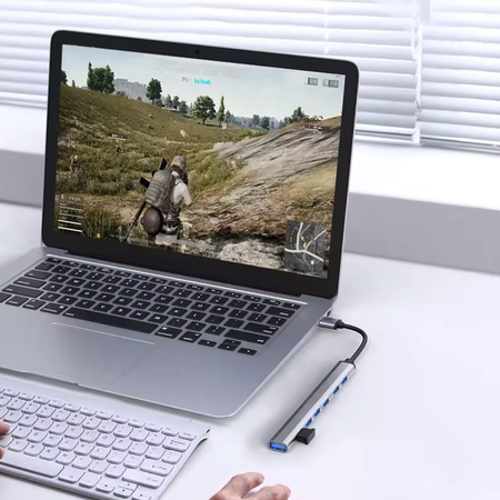 Usb hub Detech, 7 Ports, usb to 7xusb3.0, Gray - 17848