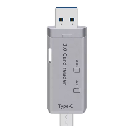 Card Reader Detech, usb Type-c - usb 3.0 Otg, sd, tf, Silver- 17854