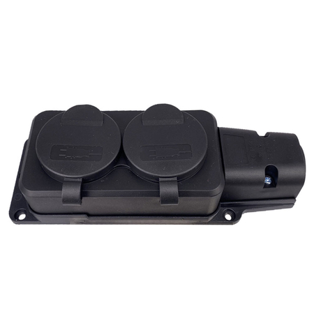 Extension Socket no Brand 5702, 2 Way, 250v, 16a, Waterproof, Without Cable, Black - 17871