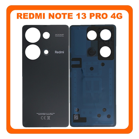 HQ OEM Συμβατό Με Xiaomi Redmi Note 13 Pro 4G (23117RA68G, 2312FPCA6G) Rear Back Battery Cover Πίσω Κάλυμμα Καπάκι Πλάτη Μπαταρίας Midnight Black Μαύρο (Premium A+)
