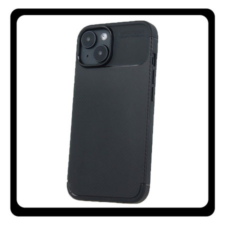 Θήκη Πλάτης - Back Cover, Silicone Σιλικόνη Black Μαύρο Carbon Case For iPhone 15