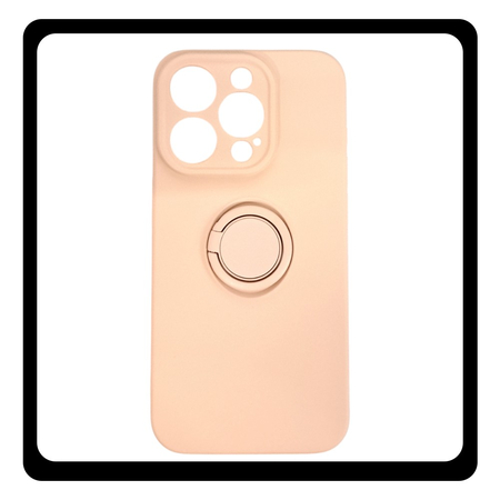 Θήκη Πλάτης - Back Cover, Silicone Σιλικόνη Pink Ροζ FInger Grip Case For iPhone 15 Pro