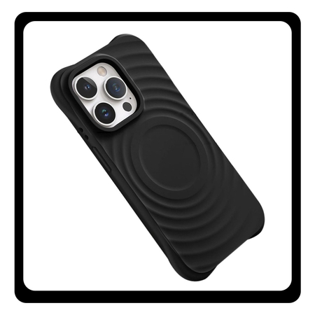 Θήκη Πλάτης - Back Cover, Silicone Σιλικόνη Black Μαύρο Circle Mag Case For iPhone 15