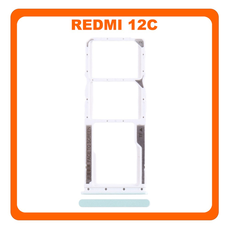 Γνήσια Original Με Xiaomi Redmi 12C (22120RN86G, 22120RN86I) SIM Card Tray + Micro SD Tray Slot Υποδοχέας Βάση Θήκη Κάρτας SIM Mint Green Πράσινο (Service Pack By Xiaomi)