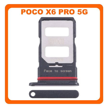 Γνήσια Original Xiaomi Poco X6 Pro 5G (2311DRK48G, 2311DRK48I), SIM Card Tray Υποδοχέας Βάση Θήκη Κάρτας SIM Black Μαύρο (Service Pack By Xiaomi)