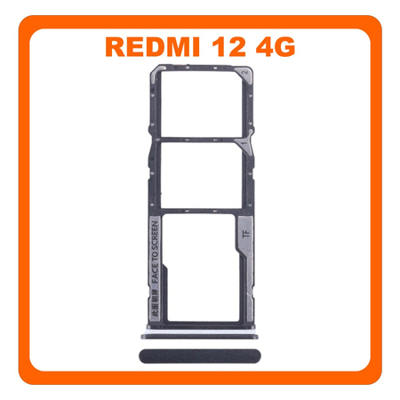 Γνήσια Original Xiaomi Redmi 12 4G (23053RN02A, 23053RN02Y) SIM Card Tray + Micro SD Tray Slot Υποδοχέας Βάση Θήκη Κάρτας SIM Midnight Black Μαύρο (Service Pack By Xiaomi)