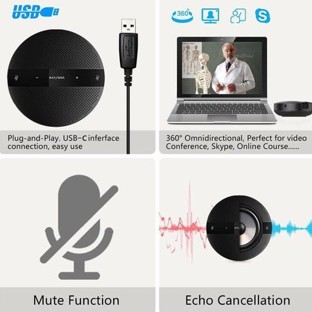 Kaysuda Πανκατευθυντικό Μικρόφωνο 360° usb με Echo Cancellation