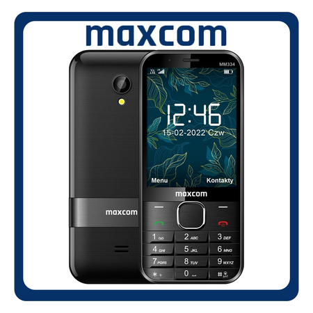 MaxCom MM334 Single SIM, Brand New Feature Mobile Phone Κινητό με Κουμπιά + Φορτιστής Αυτοκινήτου Nokia Micro USB Black Μαύρο