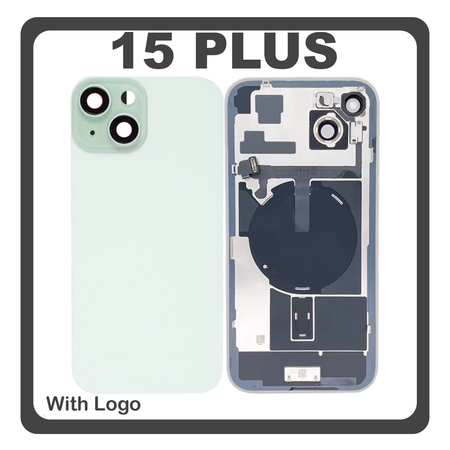 HQ OEM Συμβατό Με Apple iPhone 15 Plus, iPhone 15+ (A3094, A2847) Rear Back Battery Cover Πίσω Κάλυμμα Καπάκι Πλάτη Μπαταρίας + Metal Plate + Camera Lens Τζαμάκι Κάμερας + Magsafe + NFC Alpine Green Πράσινο (Premium A+)