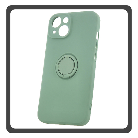 Θήκη Πλάτης - Back Cover, Silicone Σιλικόνη Mint Green Πράσινο Finger Grip Case iPhone 15