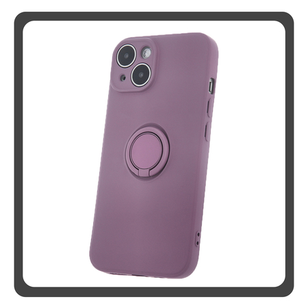 Θήκη Πλάτης - Back Cover, Silicone Σιλικόνη Light Purple Μωβ Finger Grip Case iPhone 15