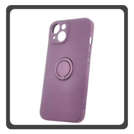 Θήκη Πλάτης - Back Cover, Silicone Σιλικόνη Light Purple Μωβ Finger Grip Case iPhone 15