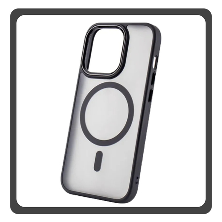 Θήκη Πλάτης - Back Cover, Silicone Σιλικόνη Black Μαύρο Frozen Mag Case For iPhone 15 Plus