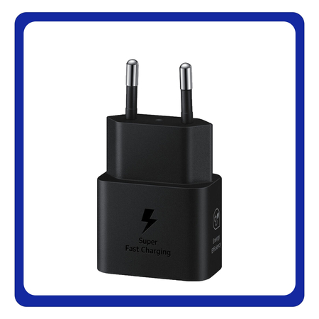 Γνήσια Original Samsung Travel Charger Φορτιστής Ταξιδιού Χωρίς Καλώδιο GaN με Θύρα USB-C 25W Power Delivery Black Μαύρο (EP-T2510NBE)