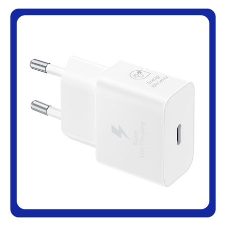 Γνήσια Original Samsung Travel Charger Φορτιστής Ταξιδιού Χωρίς Καλώδιο GaN με Θύρα USB-C 25W Power Delivery White Άσπρο (EP-T2510NWE)