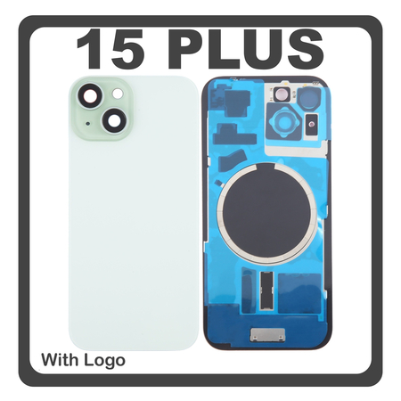 HQ OEM Συμβατό Με Apple iPhone 15 Plus, iPhone 15+ (A3094, A2847) Rear Back Battery Cover Middle Frame + Housing Πίσω Κάλυμμα Καπάκι Πλάτη Μπαταρίας - Σασί + Camera Lens Τζαμάκι Κάμερας + Side Keys + Sim Tray + Magsafe Green Πράσινο (Premium A+)