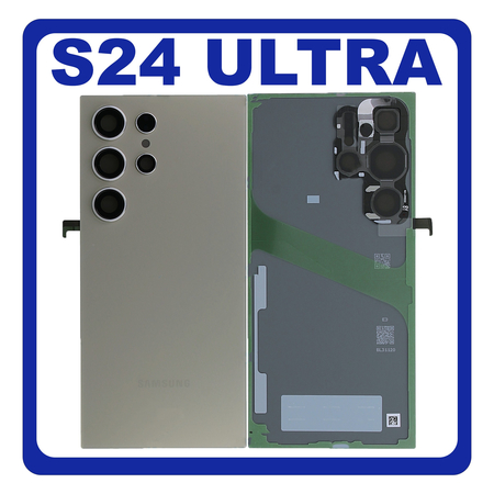HQ OEM Συμβατό Με Samsung Galaxy S24 Ultra 5G (SM-S928B, SM-S928B/DS) Rear Back Battery Cover + Camera Lens Πίσω Κάλυμμα Καπάκι Πλάτη Μπαταρίας + Τζαμάκι Κάμερας Titanium Gray Γκρι (Premium A+)