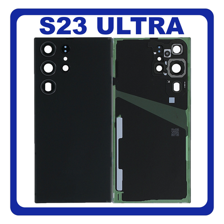 Γνήσια Original Samsung Galaxy S23 Ultra 5G (SM-S918B, SM-S918B/DS) Rear Back Battery Cover Πίσω Κάλυμμα Καπάκι Πλάτη Μπαταρίας + Camera Lens Τζαμάκι Κάμερας Phantom Black Μαύρο (Premium A+)