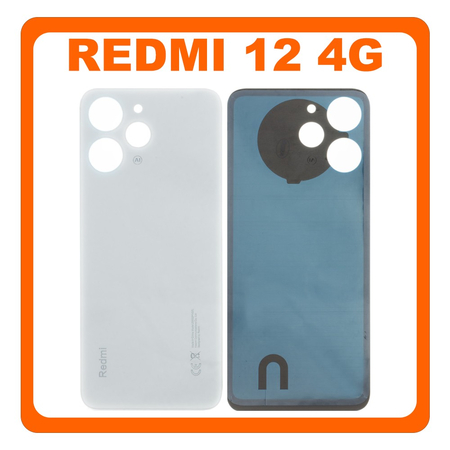HQ OEM Συμβατό Με Xiaomi Redmi 12 4G (23053RN02A, 23053RN02Y) Rear Back Battery Cover Πίσω Καπάκι Πλάτη Μπαταρίας Polar Silver Ασημί (Premium A+)