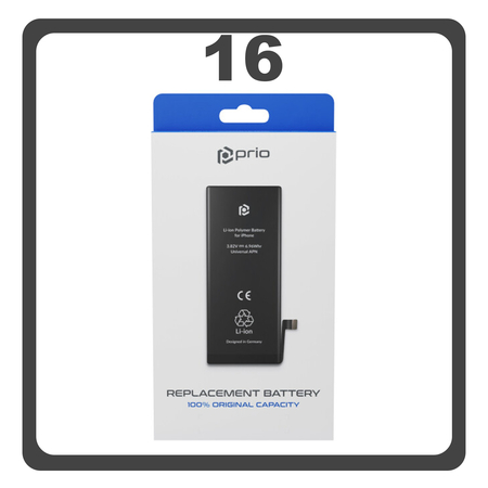 HQ OEM Συμβατό Με Apple iPhone 16, iPhone16 (A3287, A3081) Prio Battery Μπαταρία Li-Poly 3561 mAh Universal APN Blister (Premium A+)