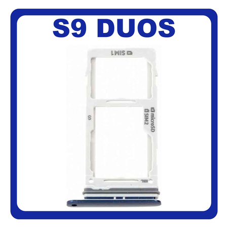 Original Γνήσιο Samsung Galaxy S9 Duos, S9Duos G960FD G960F/DS SIM Tray + Micro SD Tray Βάση Θήκη Κάρτας Blue Μπλε GH98-42650D (Service Pack By Samsung)