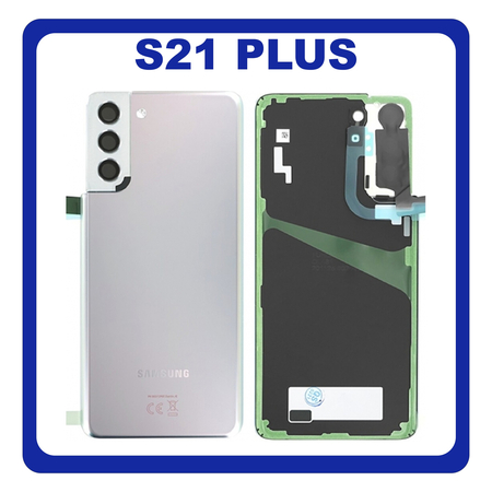 Γνήσιο Original Samsung Galaxy S21+ S21 Plus 5G 2021 (SM-G996B, SM-G996B/DS)​ Rear Back Battery Cover Πίσω Κάλυμμα Καπάκι Πλάτη Μπαταρίας Phantom Silver Ασημί GH82-24505C (Service Pack By Samsung)