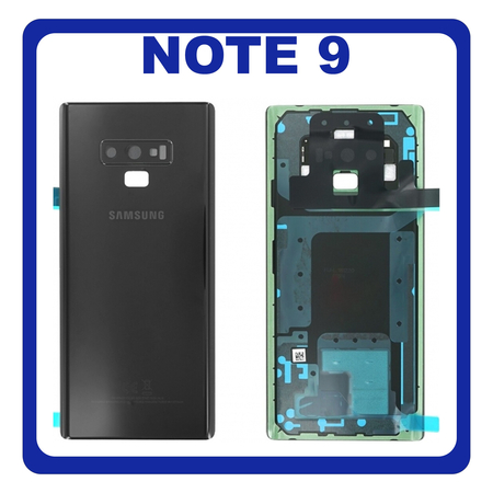Γνήσιο Original Samsung Galaxy Note 9 , Note9 N960 (SM-N960F/DS, SM-N960U, SM-N9600/DS) Rear Back Battery Cover Πίσω Κάλυμμα Καπάκι Μπαταρίας + Camera Lens Τζαμάκι Κάμερας Black Μαύρο GH82-16920A (Service Pack by Samsung