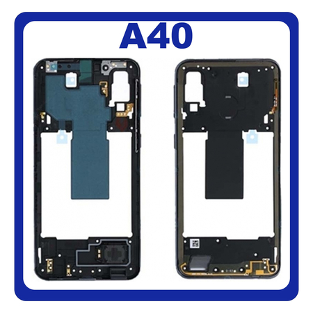 Original Γνήσιο Samsung Galaxy A40 A405 (SM-A405F, SM-A405FN, SM-A405FM, SM-A405S, SM-A405FN/DS, SM-A405F/DS, SM-A405FM/DS) Front Housing Lcd Middle Frame Bezel Plate Μεσαίο Πλαίσιο Black Μαύρο GH97-22974A (Service Pack By Samsung)