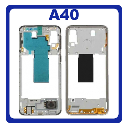 Original Γνήσιο Samsung Galaxy A40 A405 (SM-A405F, SM-A405FN, SM-A405FM, SM-A405S, SM-A405FN/DS, SM-A405F/DS, SM-A405FM/DS) Front Housing Lcd Middle Frame Bezel Plate Μεσαίο Πλαίσιο White Άσπρο GH97-22974B (Service Pack By Samsung)