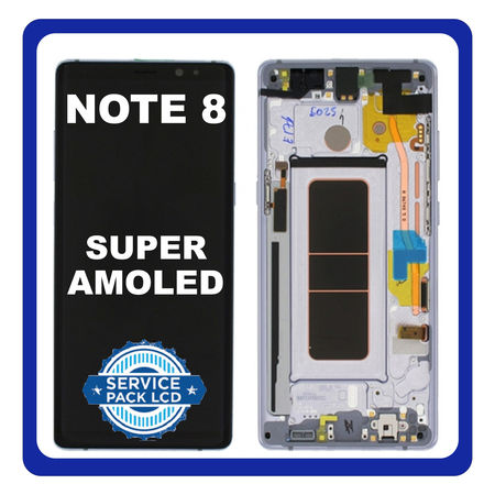Γνήσια Original Samsung Galaxy Note 8 2017 (SM-N950F, SM-N950U) Super Amoled LCD Display Screen Οθόνη + Touch Screen Digitizer Μηχανισμός Αφής+ Frame Bezel Πλαίσιο Violet Gray Μώβ Γκρι GH97-21065C (Service Pack By Samsung)