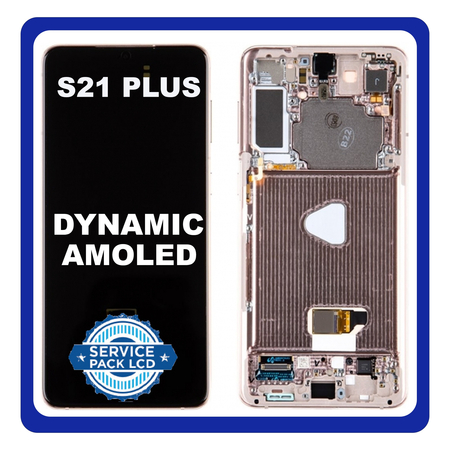 Original Γνήσιο Samsung Galaxy S21+ S21 Plus 5G 2021 G996 (G996B, G996B/DS) AMOLED LCD Display Screen Assembly Οθόνη + Touch Screen Digitizer Μηχανισμός Αφής + Frame Bezel Πλαίσιο Σασί Violet Μωβ GH82-24554B GH82-24553B (Service Pack By Samsung)