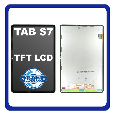 Γνήσιο Original Samsung Galaxy Tab S7 Black T870 11" (SM-T870 , SM-T875) TFT, 120Hz, HDR10 + LCD Display Screen Assembly Οθόνη + Touch Screen Digitizer Μηχανισμός Αφής +  Frame Bezel Πλαίσιο Black Μαύρο GH82-23646A (Service Pack By Samsung)
