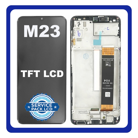 Γνήσια Original Samsung Galaxy M23 5G, Galaxy M 23 5G (SM-M236B) TFT LCD Display Screen Assembly Οθόνη + Touch Screen Digitizer Μηχανισμός Αφής + Frame Bezel Πλαίσιο Σασί  Black Μαύρο GH82-28487A (Service Pack By Samsung)