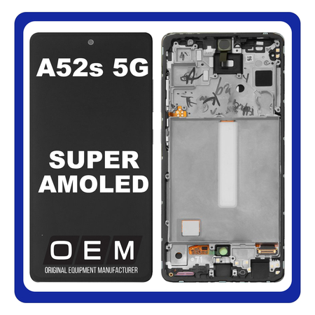 Γνήσια Original Samsung Galaxy A52s 5G (SM-A528B, SM-A528B/DS) Super AMOLED LCD Display Screen Assembly Οθόνη + Touch Screen Digitizer Μηχανισμός Αφής + Frame Bezel Πλαίσιο Σασί Awesome Mint Green Πράσινο GH82-26861E (Service Pack By Samsung)