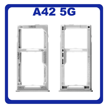 Γνήσια Original Samsung Galaxy A42 5G, Galaxy A 42 5G (SM-A426B, SM-A426B/DS, SM-A4260) SIM Card Tray + Micro SD Tray Slot Υποδοχέας Βάση Θήκη Κάρτας SIM Prism Dot White Άσπρο GH64-08247B​​ (Service Pack By Samsung)
