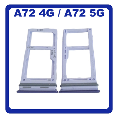Γνήσια Original Samsung Galaxy A72 (SM-A725F, SM-A725F/DS), A72 5G (SM-A726B, SM-A726B/DS) SIM Card Tray + Micro SD Tray Slot Υποδοχέας Βάση Θήκη Κάρτας SIM Awesome Violet Βιολετή GH98-46290C​ (Service Pack By Samsung)